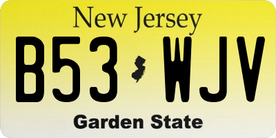 NJ license plate B53WJV