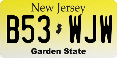NJ license plate B53WJW