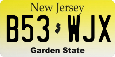 NJ license plate B53WJX