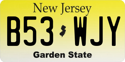 NJ license plate B53WJY