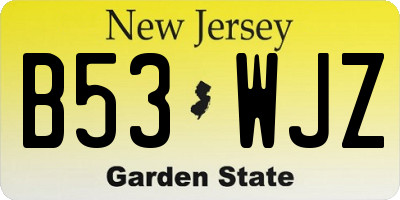 NJ license plate B53WJZ