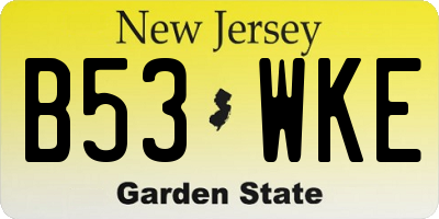 NJ license plate B53WKE