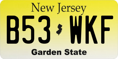 NJ license plate B53WKF