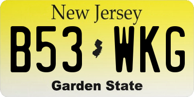 NJ license plate B53WKG