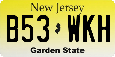 NJ license plate B53WKH