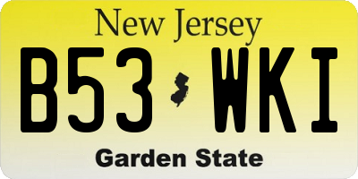 NJ license plate B53WKI