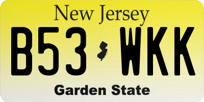 NJ license plate B53WKK