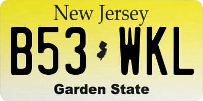 NJ license plate B53WKL