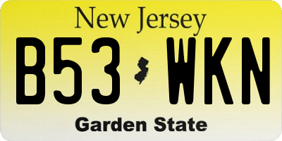 NJ license plate B53WKN