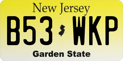 NJ license plate B53WKP