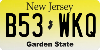 NJ license plate B53WKQ