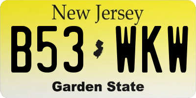 NJ license plate B53WKW