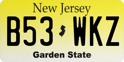 NJ license plate B53WKZ