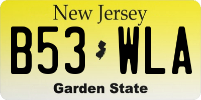 NJ license plate B53WLA