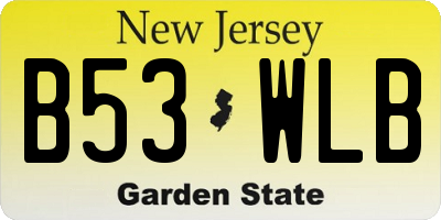 NJ license plate B53WLB