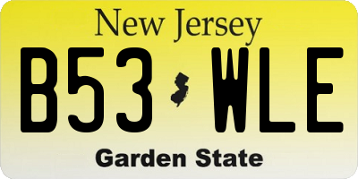 NJ license plate B53WLE