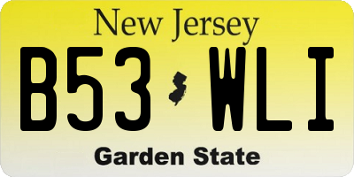 NJ license plate B53WLI