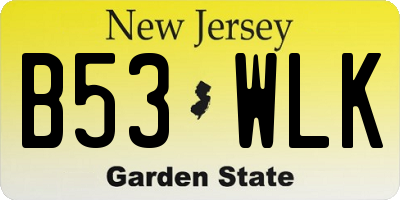NJ license plate B53WLK