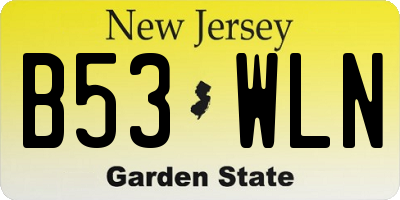 NJ license plate B53WLN