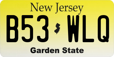 NJ license plate B53WLQ