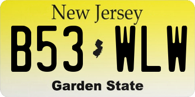 NJ license plate B53WLW