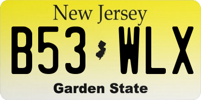 NJ license plate B53WLX