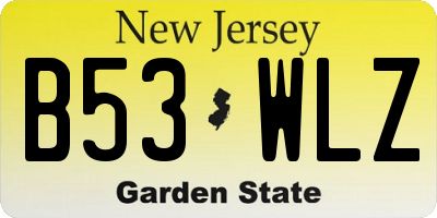 NJ license plate B53WLZ