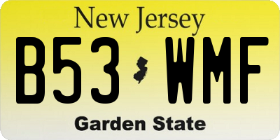 NJ license plate B53WMF