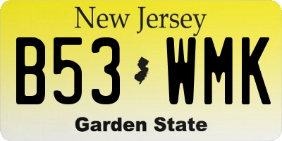 NJ license plate B53WMK