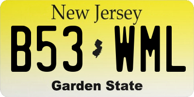 NJ license plate B53WML