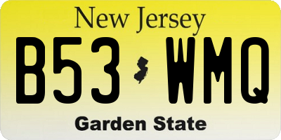 NJ license plate B53WMQ