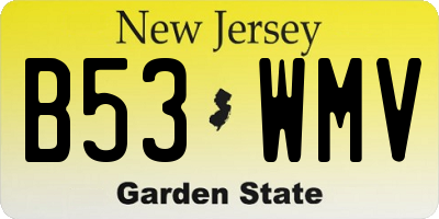 NJ license plate B53WMV