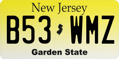NJ license plate B53WMZ