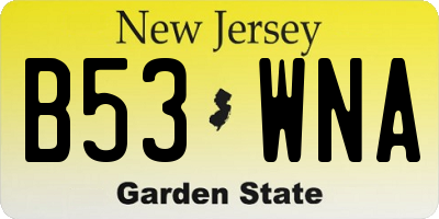 NJ license plate B53WNA