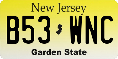 NJ license plate B53WNC