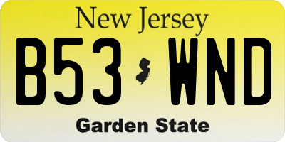 NJ license plate B53WND