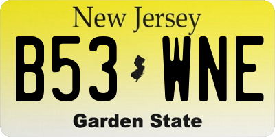 NJ license plate B53WNE