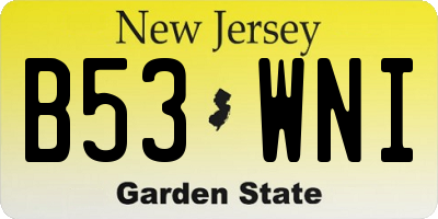NJ license plate B53WNI