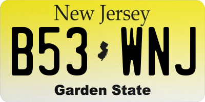 NJ license plate B53WNJ