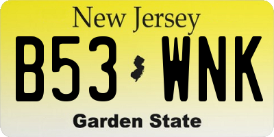 NJ license plate B53WNK