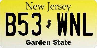 NJ license plate B53WNL