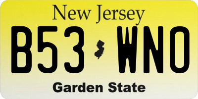 NJ license plate B53WNO