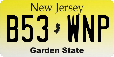 NJ license plate B53WNP