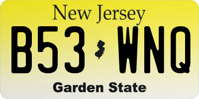 NJ license plate B53WNQ