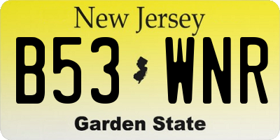 NJ license plate B53WNR