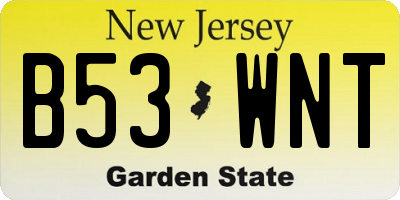 NJ license plate B53WNT