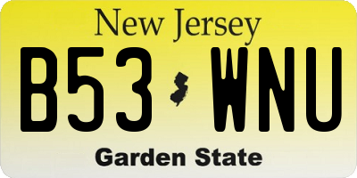 NJ license plate B53WNU