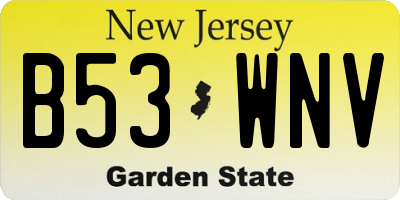 NJ license plate B53WNV