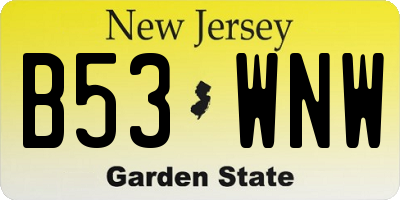 NJ license plate B53WNW
