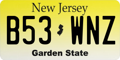 NJ license plate B53WNZ